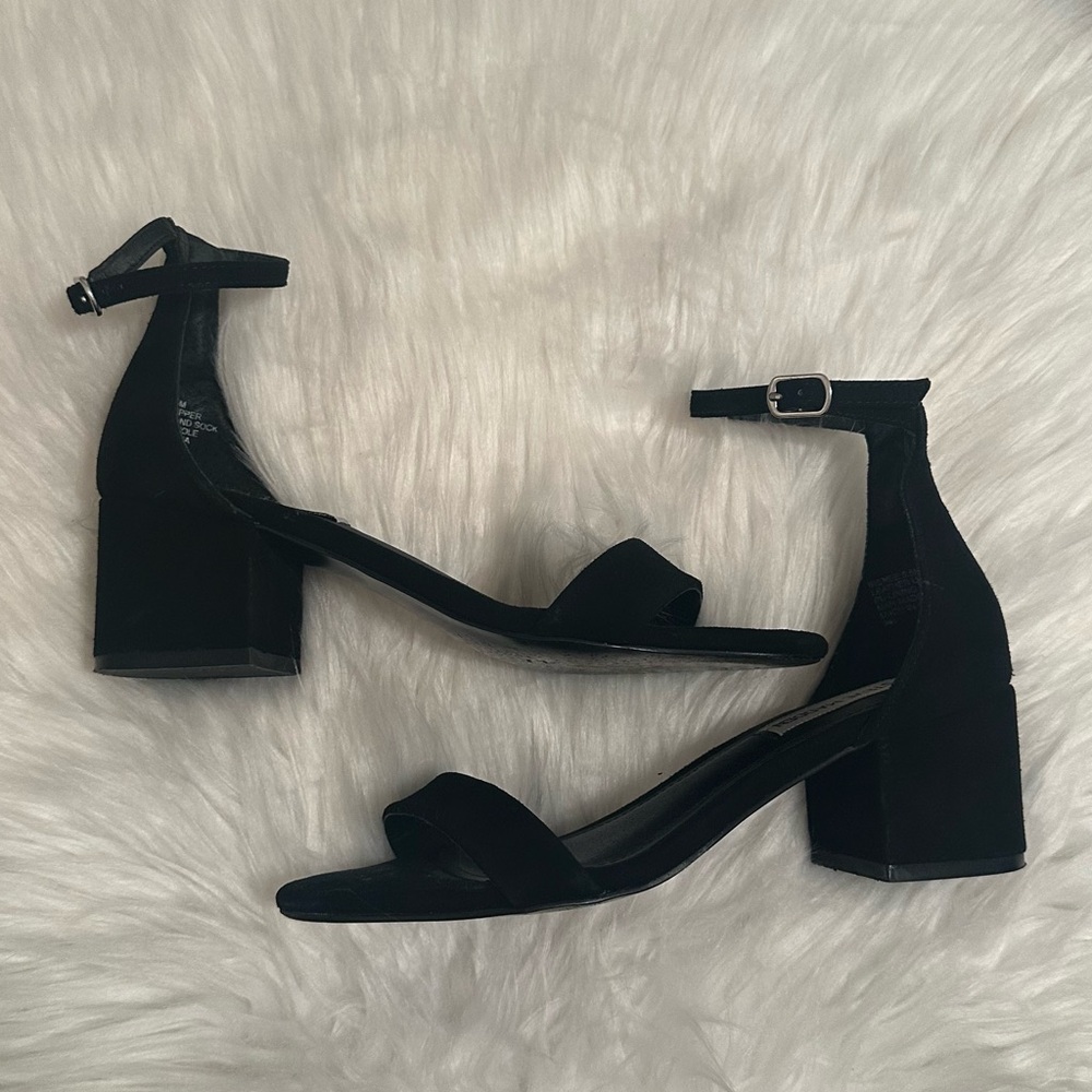 Steve Madden IRENEE Black Suede Block Heel Ankle Strap Dress Sandals (EUR 36) - Picture 16 of 17